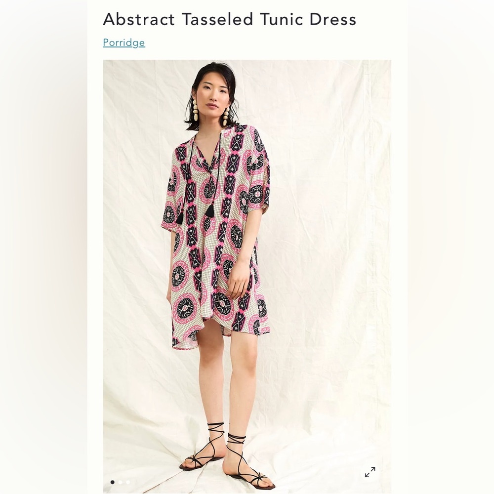 Anthropologie Porridge Abstract Tasseled tunic dress. NWOT. Retail 135